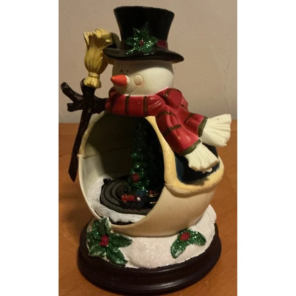 A Lightahead Musical Snowman with a Moving Train and LED lights, Works, No Light